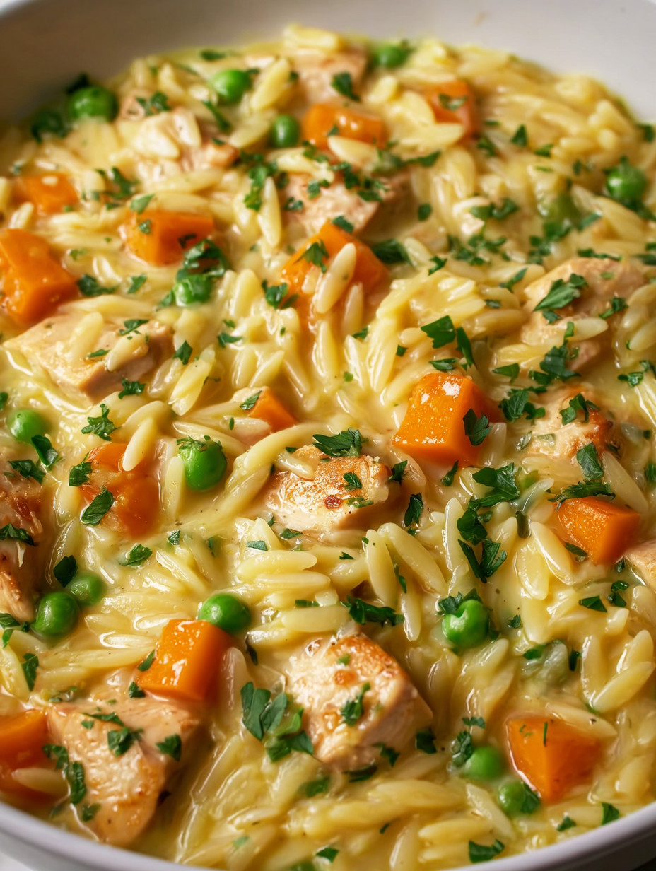 Ein Bild von einer Pasta-Gerichte mit Rindfleisch, Peas und Zwiebeln.