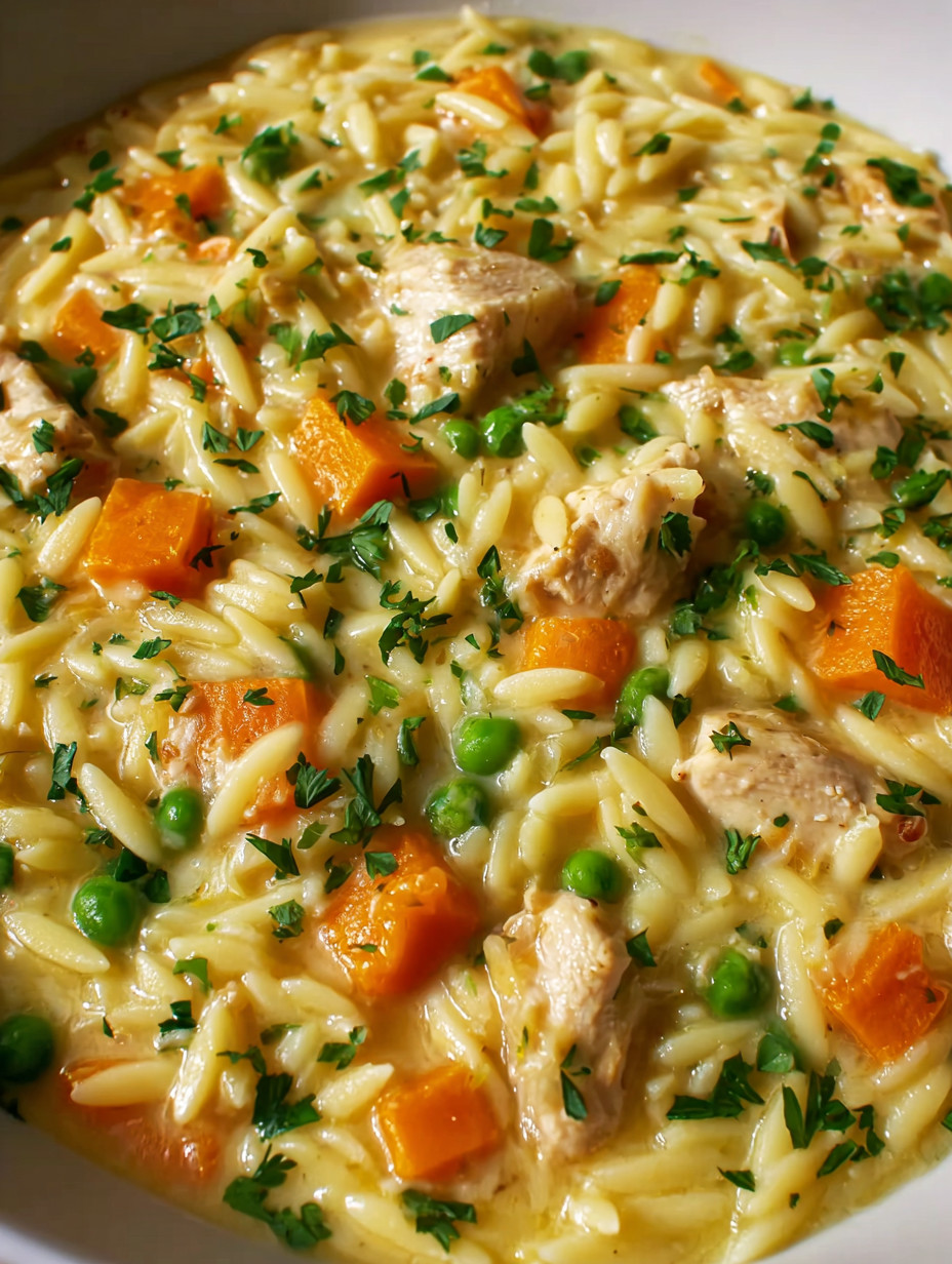 Ein Bild von einer Pasta-Gerichte mit Rindfleisch, Peas und Karotten.