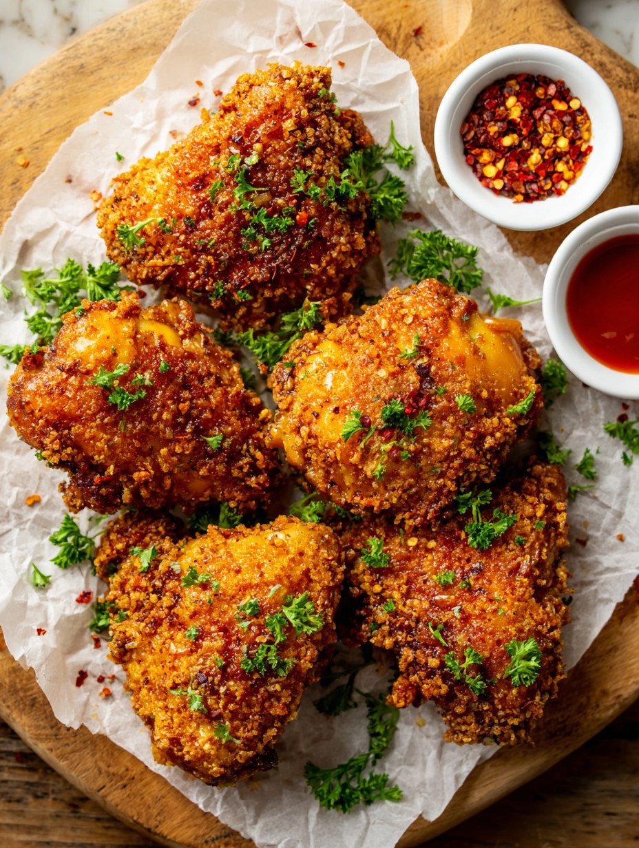 Ein Platter mit frisch zubereiteten Chicken-Knöcheln, die in einer Sauce serviert werden.