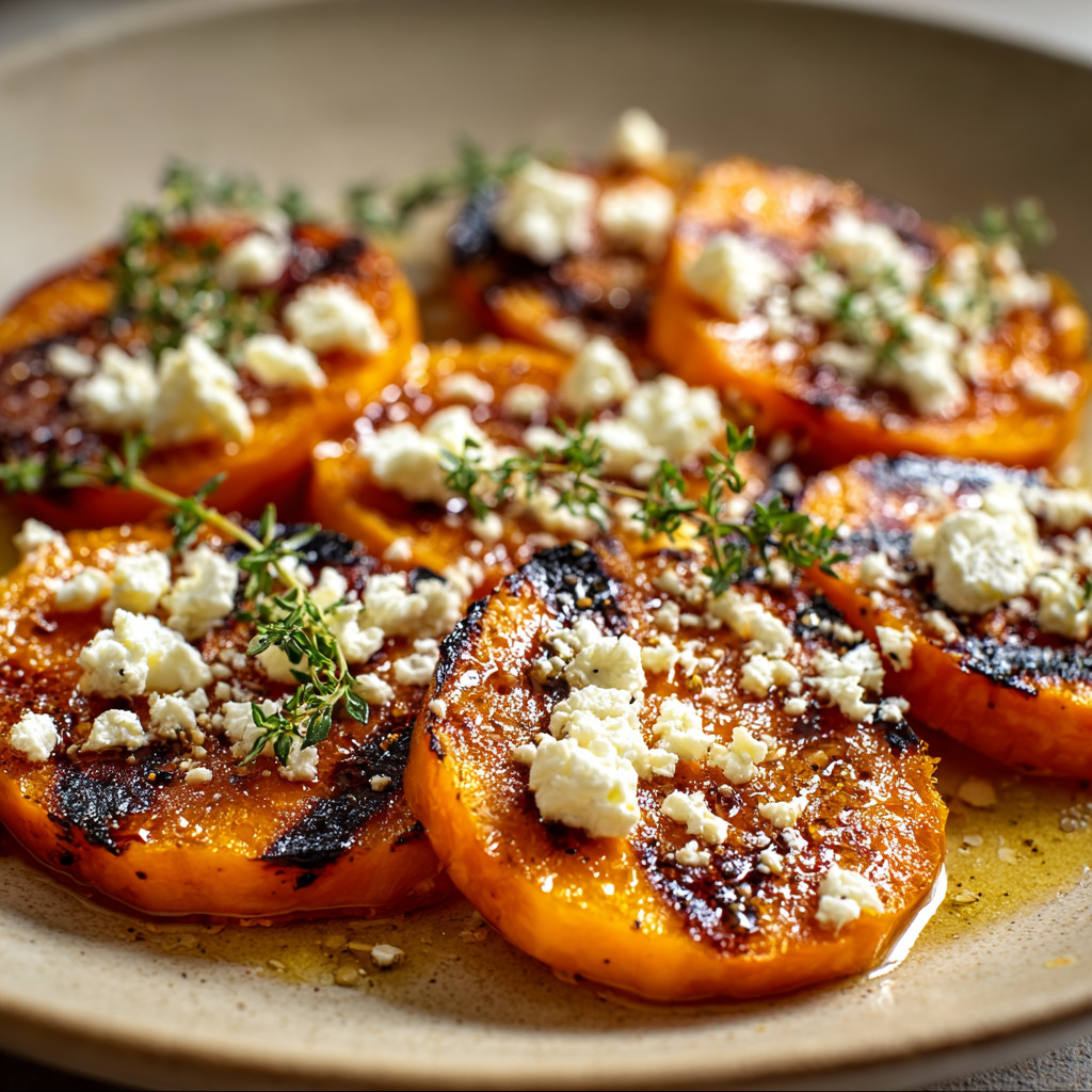 Eine Platte mit roten Beeren, die mit Feta-Käse und Kräutern garniert sind.