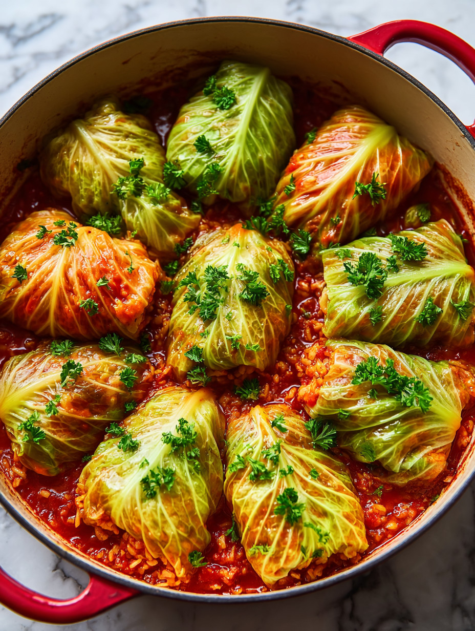 Ein Topf mit einer Mischung aus Rindfleisch, Tomaten, Zwiebeln und Kohl.