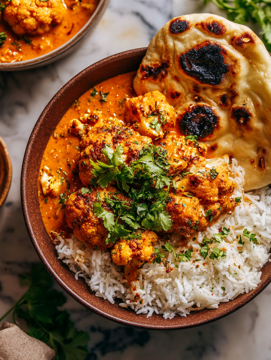 Ein Schälchen mit Rice und Curry, garniert mit Zwiebeln und Chili.