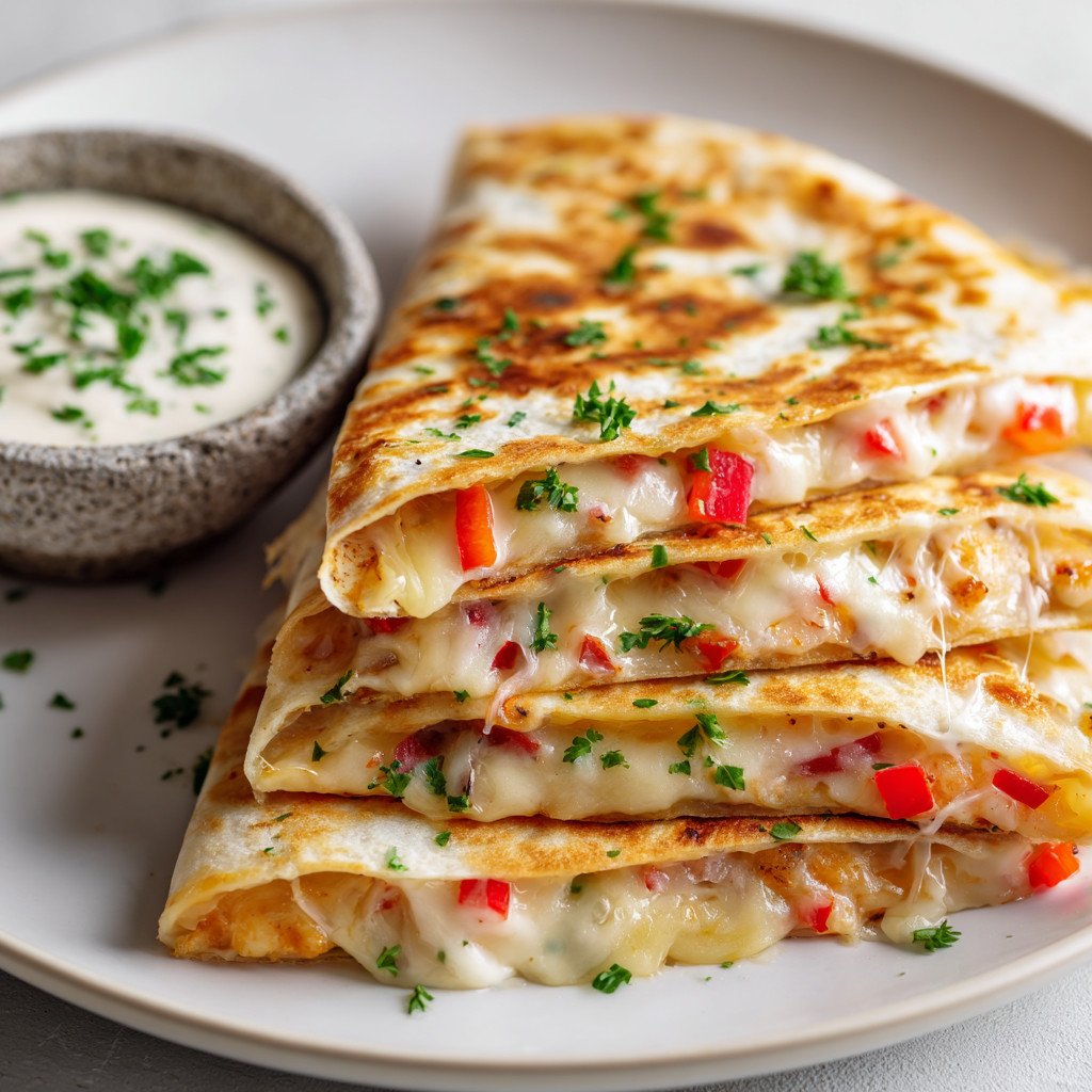 Eine Platte mit gegrillten Tacos, die mit Käse und Tomaten garniert sind.