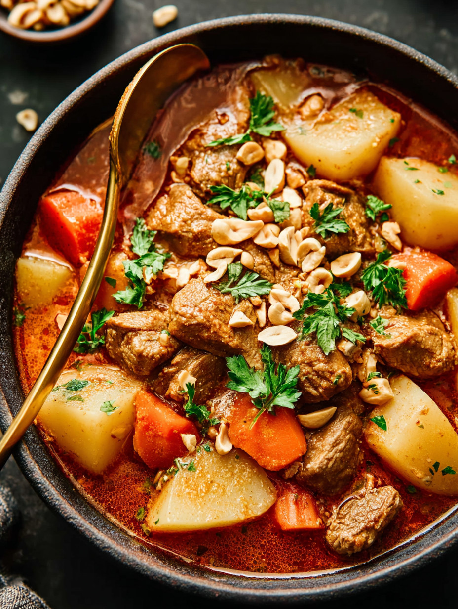 Ein Bild zeigt eine Schüssel mit einer Mischung aus Fleisch, Nüssen und Gemüse.