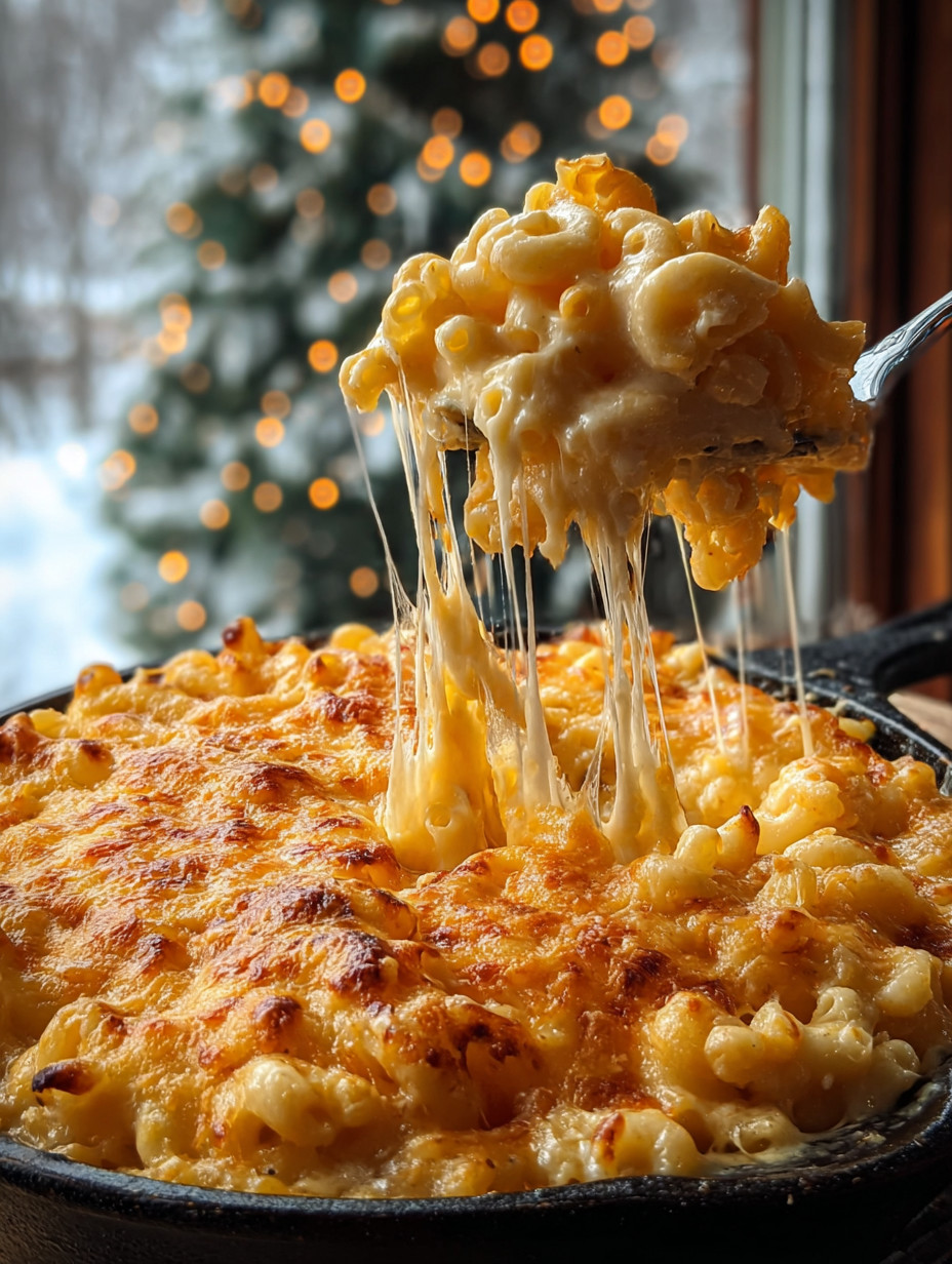 Eine Schüssel mit Macaroni und Käse, der in den Schüssel gegeben wird.