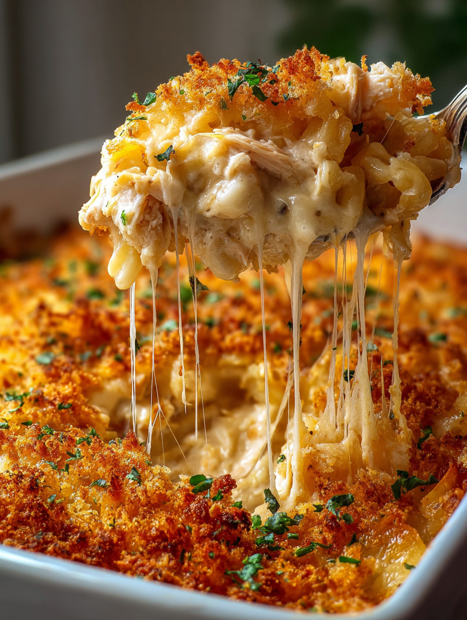 Eine Schüssel mit Macaroni und Käse, der mit einer Gabel gegriffen wird.