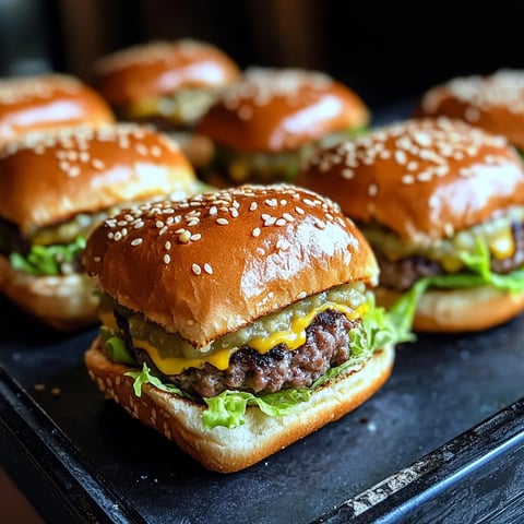 Ein Schälchen mit Mini Big Mac Cheeseburgern auf einem Teller.