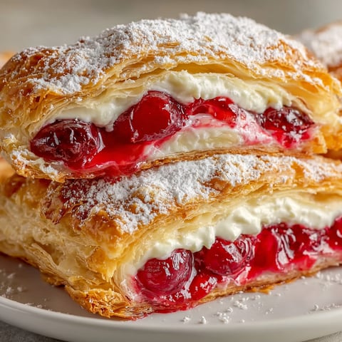 Zwei halbierte, weiße und rote Kuchen mit Schaumkäse und Cherry-Füllung auf einem weißen Teller.
