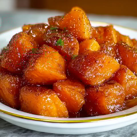 Ein weißer Teller mit einer Mischung aus roten und goldenen Zutaten, die wie eine Art von Frucht oder Nuss aussieht.